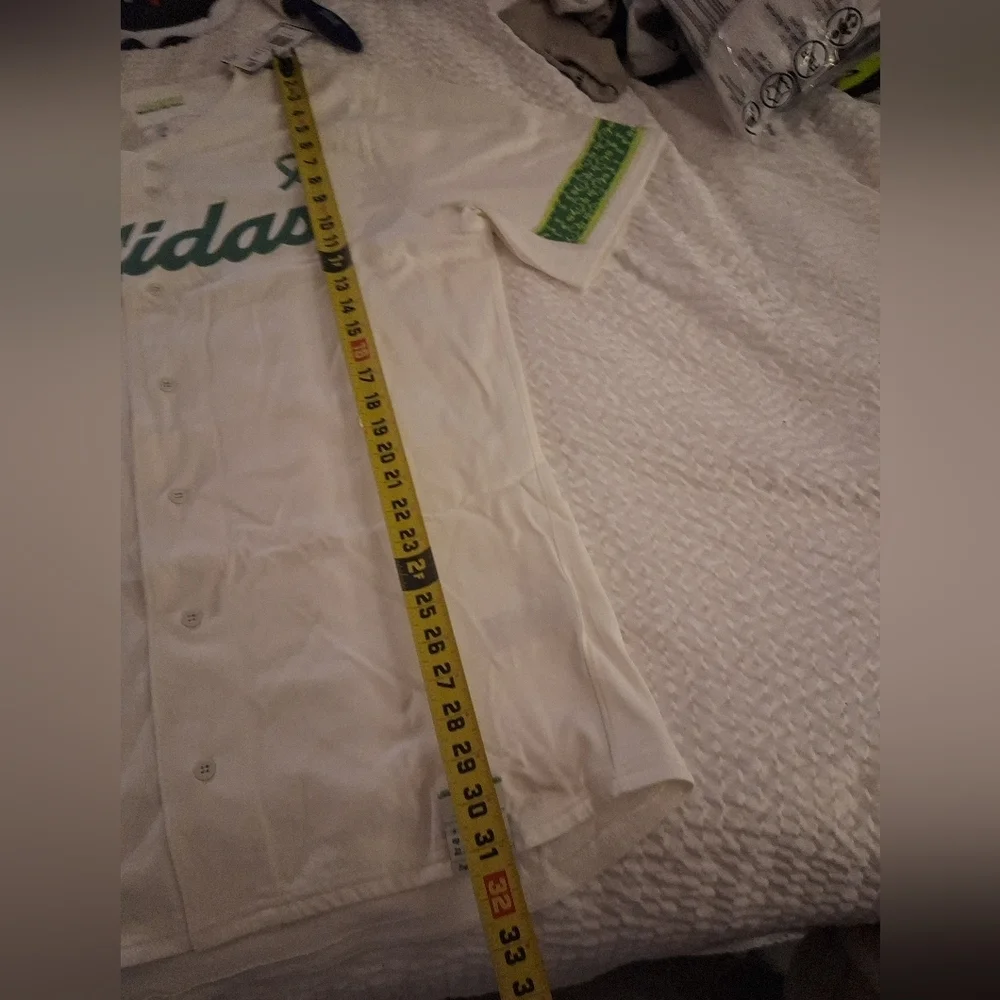Adidas Men's Cream and Green Jersey